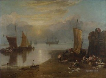  Turner Pintura - Sol saliendo a través de Vagour Pescadores limpiando y vendiendo peces Paisaje Turner